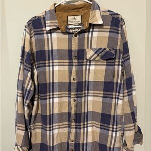 Legendary Whitetails Men's Casual Plaid Shirt - Navy and Beige